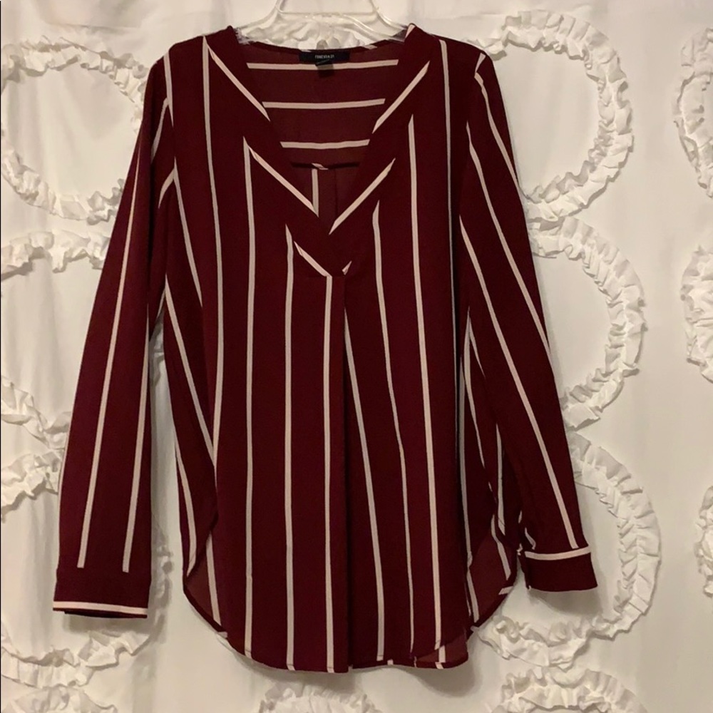 Burgundy striped blouse